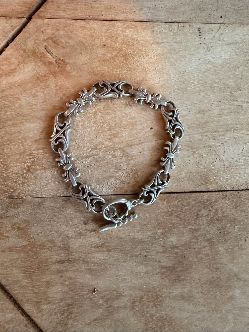 Sterling Silver 925 Fleur Link Bracelet - 27.3grams